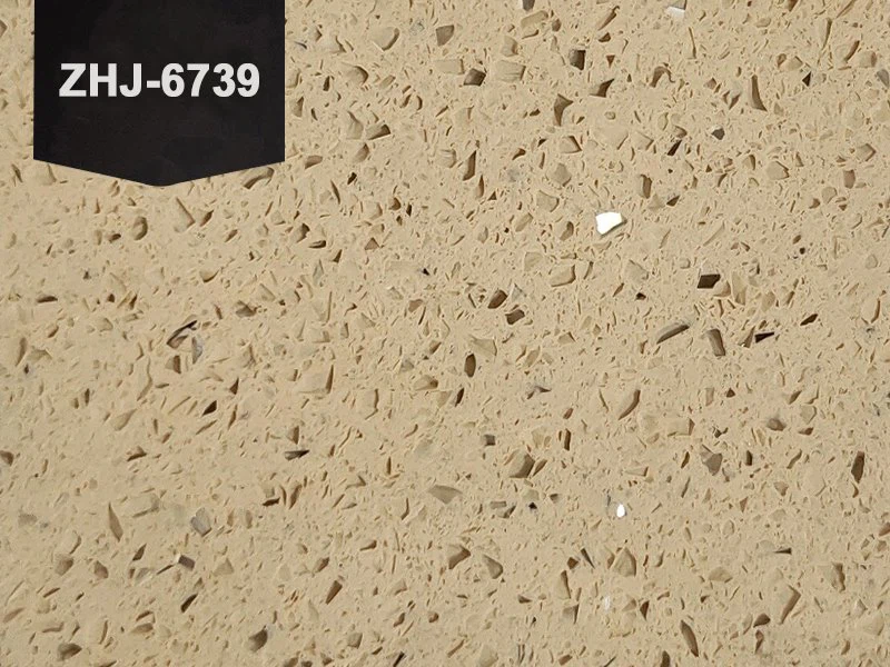 Losa de piedra de cuarzo brillante beige