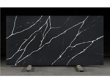 Encimeras de cuarzo de aspecto de mármol negro con vetas blancas