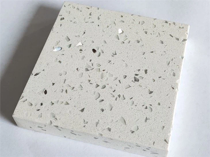 Sparkling white quartz stone slab (2)